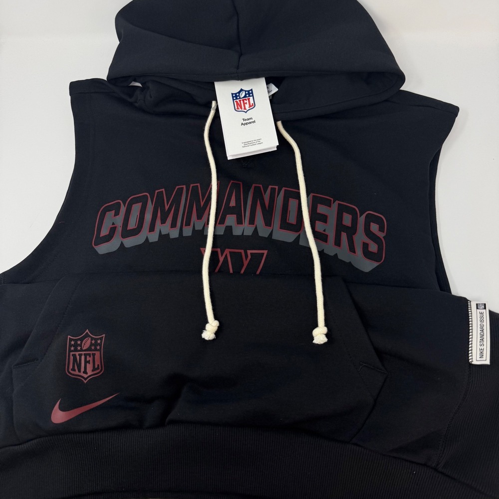 Nike NFL Washington Commanders Sleeveless Hoodie Black Dri-FIT Mens Medium NEW